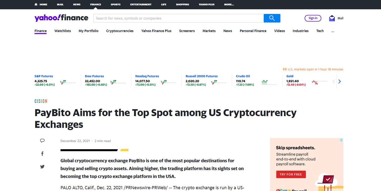 Paybito Aims Top Spot Among us Cryptocurrency Exchange