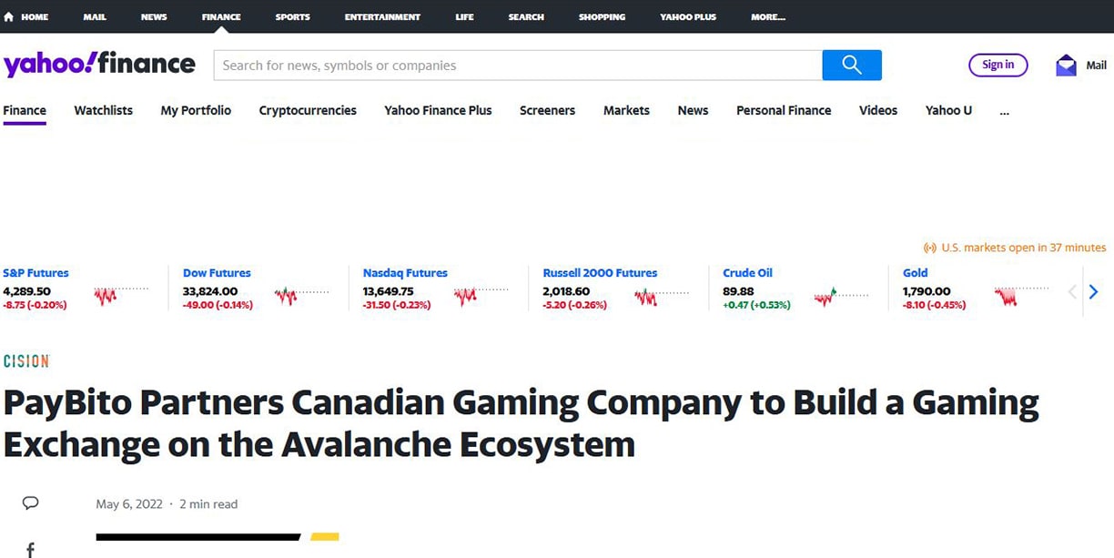 Paybito partners canadian gaming company