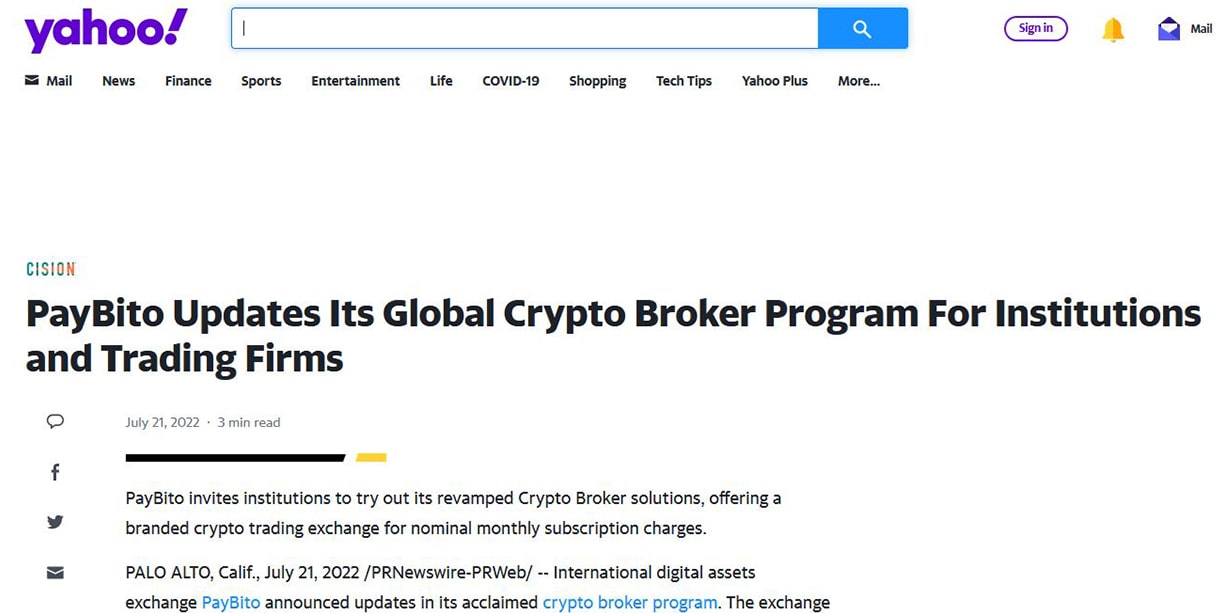 Paybito Updates Global Crypto Broker