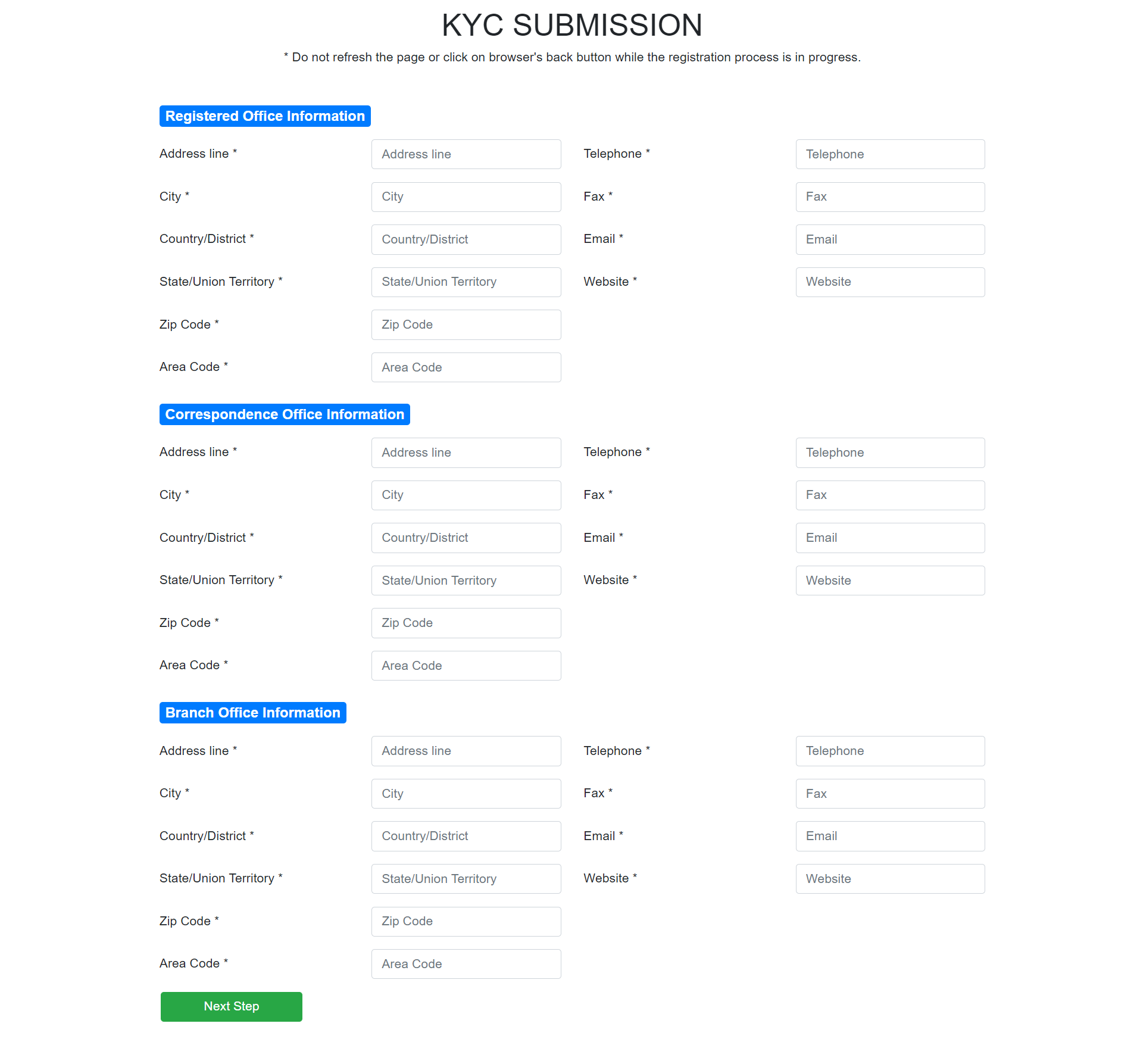 Broker Admin Registered Office Information