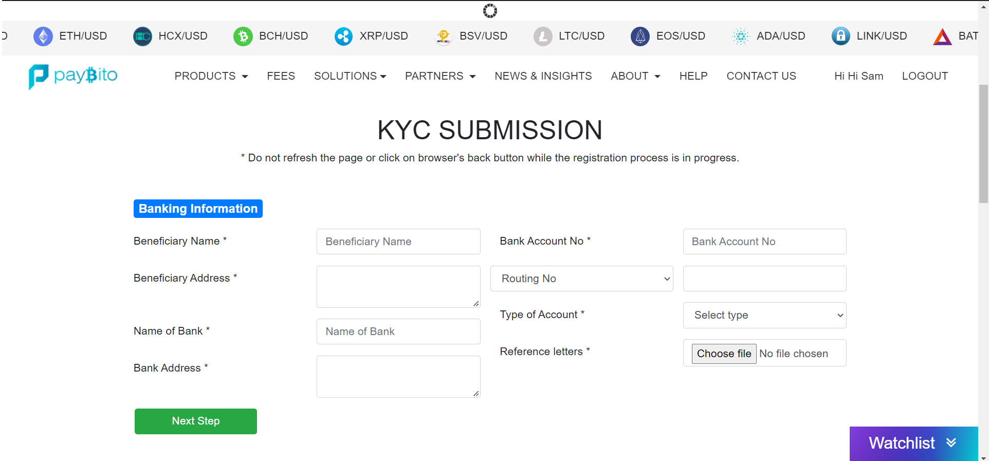 Broker Admin Corporate Banking Information