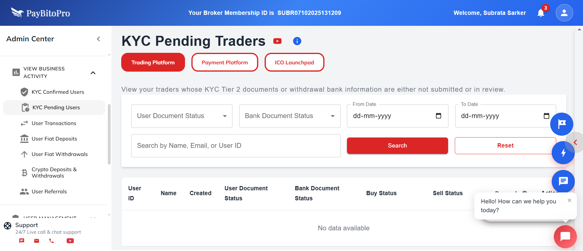 KYC Pending Users