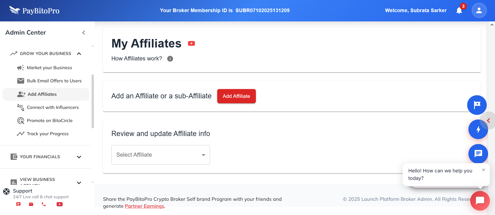 Add Affiliates