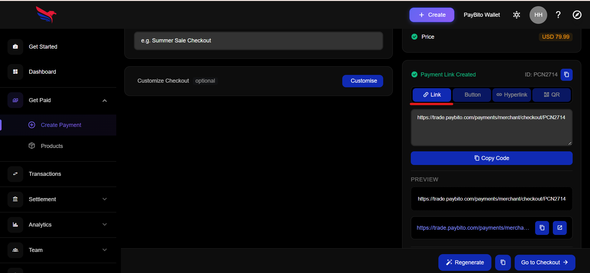 Create Payment Link