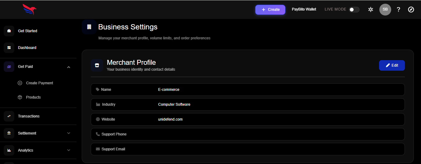 PayBito Create Account Form