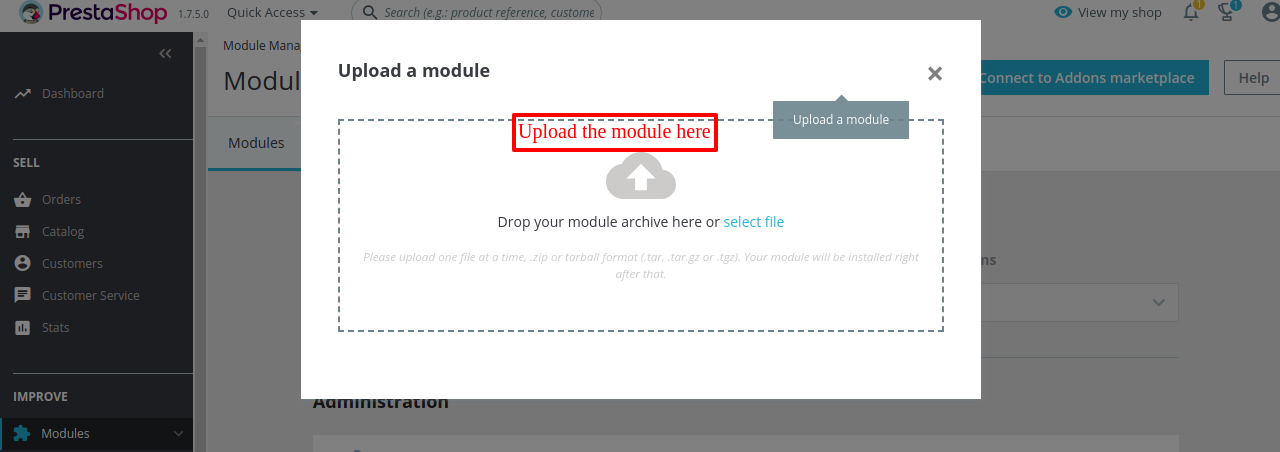 Upload Module — PrestaShop Module Manager