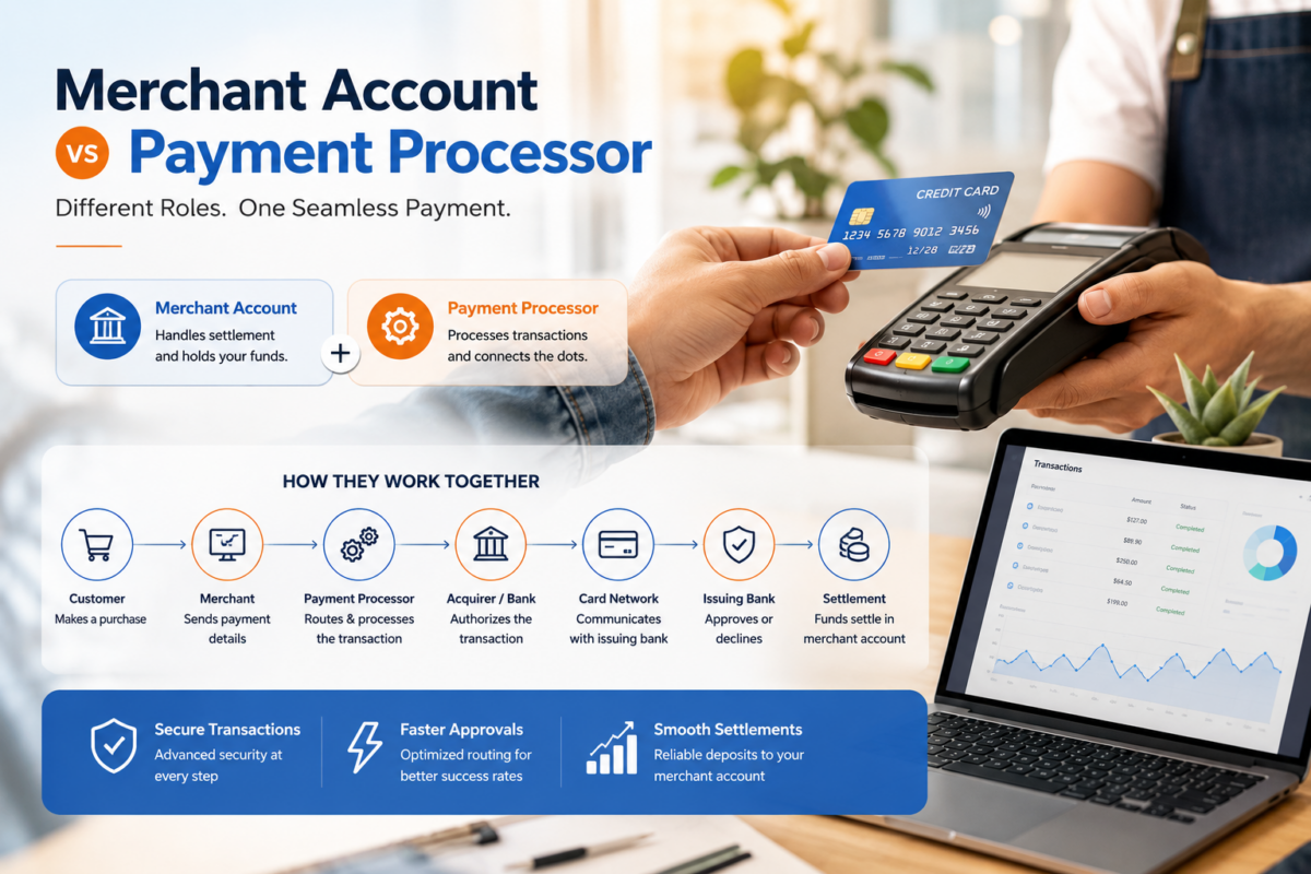 Merchant Account vs Payment Processor: What’s the Difference and How Do They Work Together?