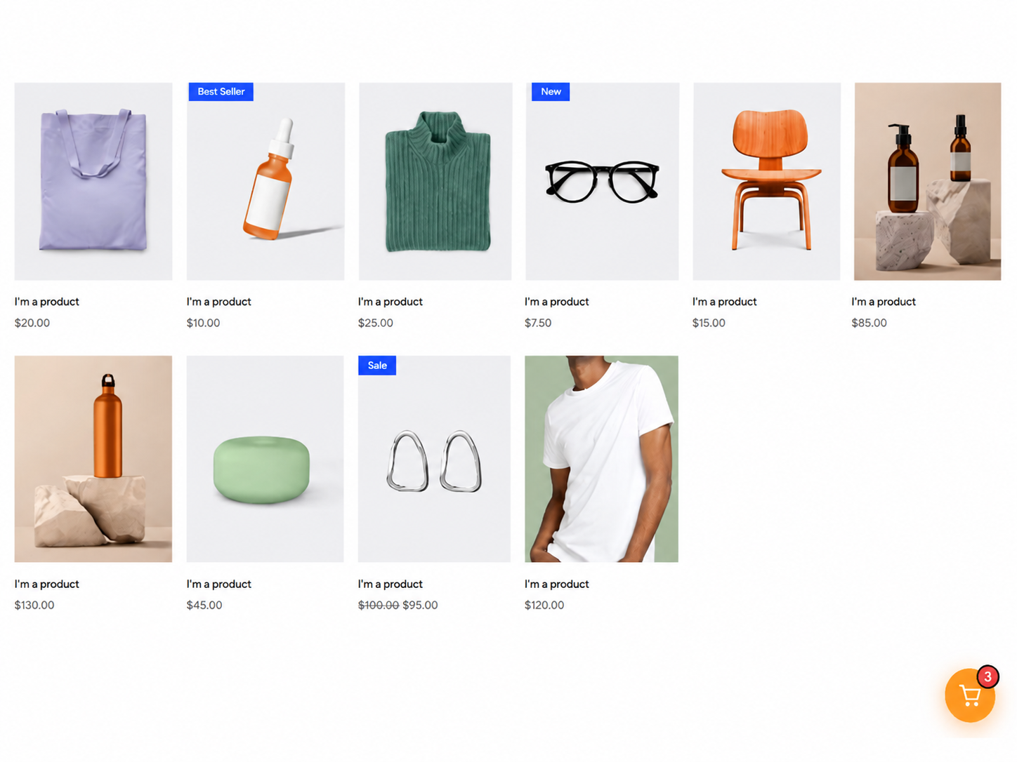 Wix storefront product catalog with the PayBito cart button