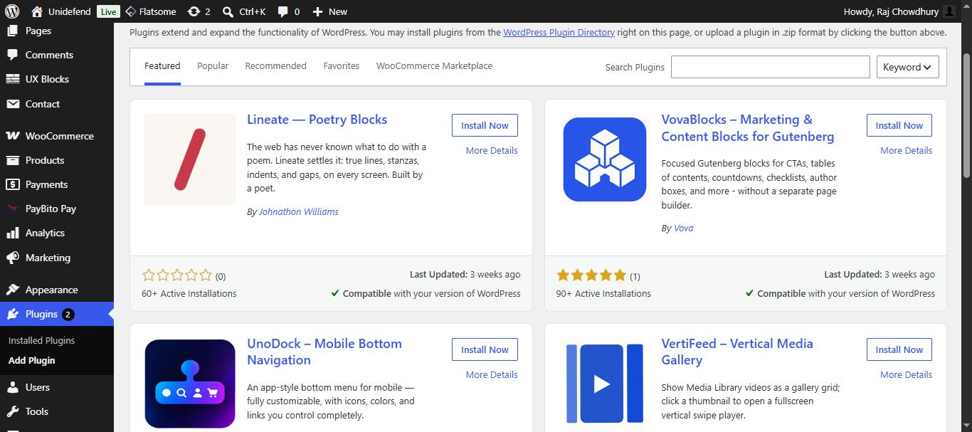 WordPress admin Plugins Add New Plugin screen