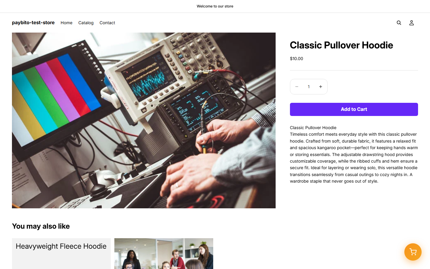 Shopify product page with the PayBito Add to Cart button